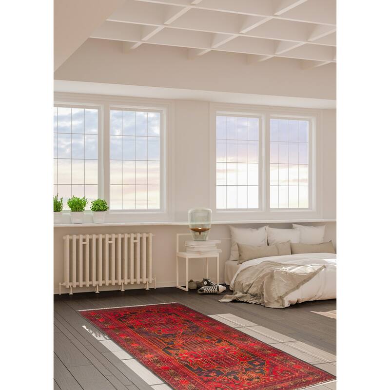 ECARPETGALLERY Hand-knotted Teimani Red Wool Rug - 3'6 x 6'6