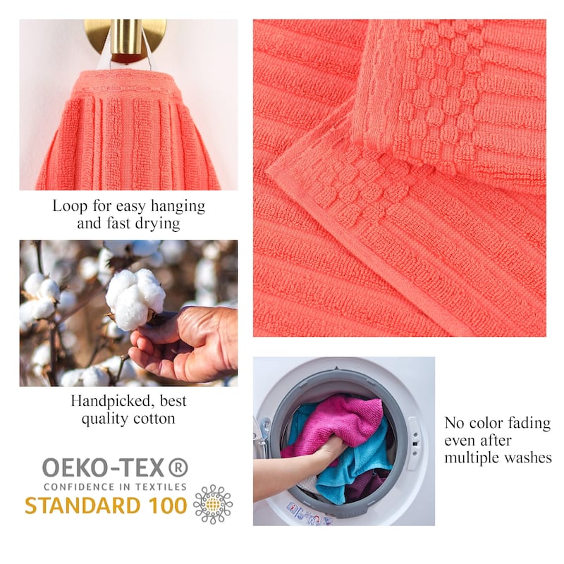 Superior Soho Ribbed Cotton Hand Towel Set of 4