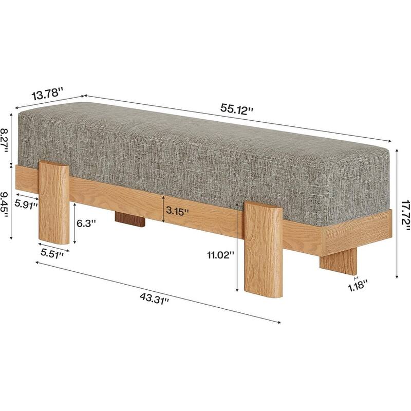Upholstered Entryway Bench, Modern Shoe Bench, End of Bed Stool Accent Seat for Bedroom, Entrance, Living Room