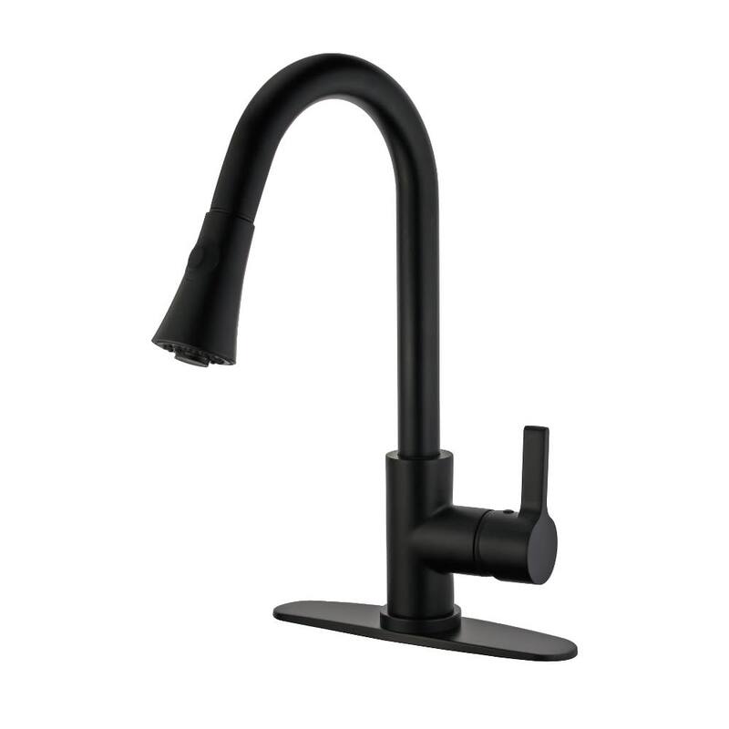 Kingston Brass Continental 1.8 GPM Single Hole Pull Down Kitchen - Matte Black