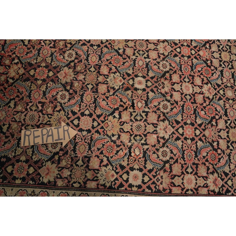 Hand Knotted Oriental 100% Wool Carpet Traditional Geometric Black Malayer Area Rug - 6' 5'' X 4' 5''
