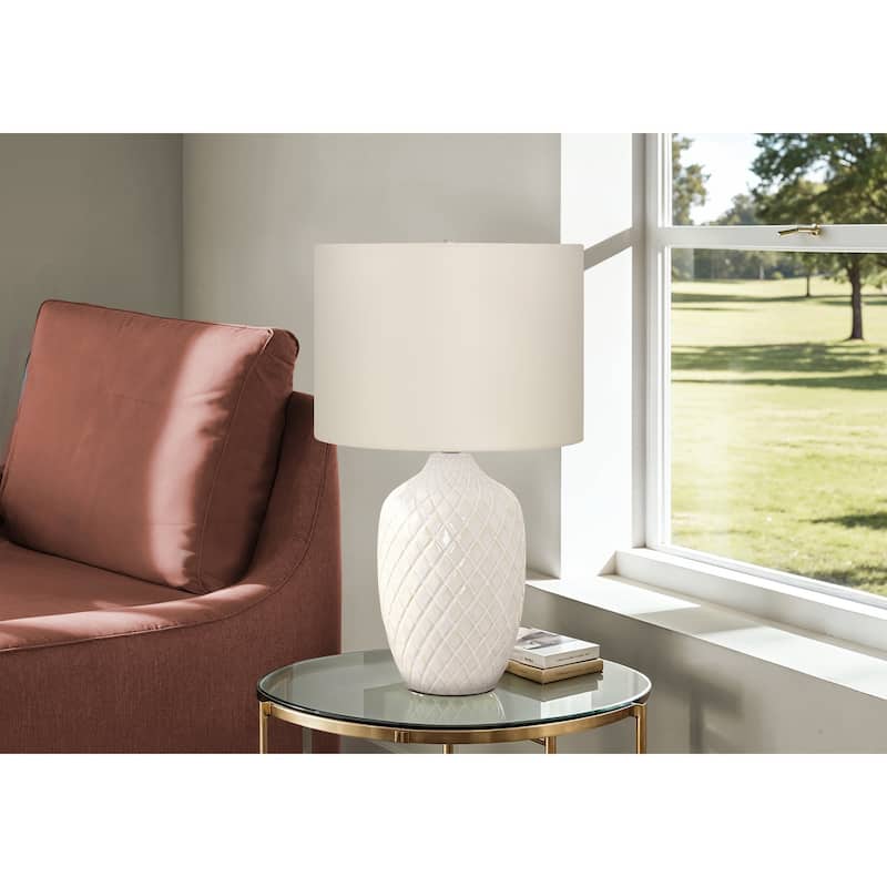 Lighting, 25"h, Table Lamp, Cream Ceramic, Ivory / Cream Shade, Transitional