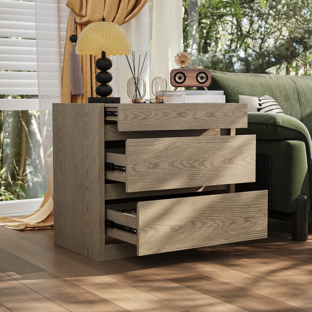 3 - Drawer Wooden Nightstand with Card - Swipe Lock: Secure Storage, Multi - Layer Organization