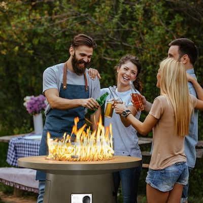 COSIEST 31-Inch Round Outdoor Propane Fire Pit,40,000 BTU Smokeless with Fire Glass