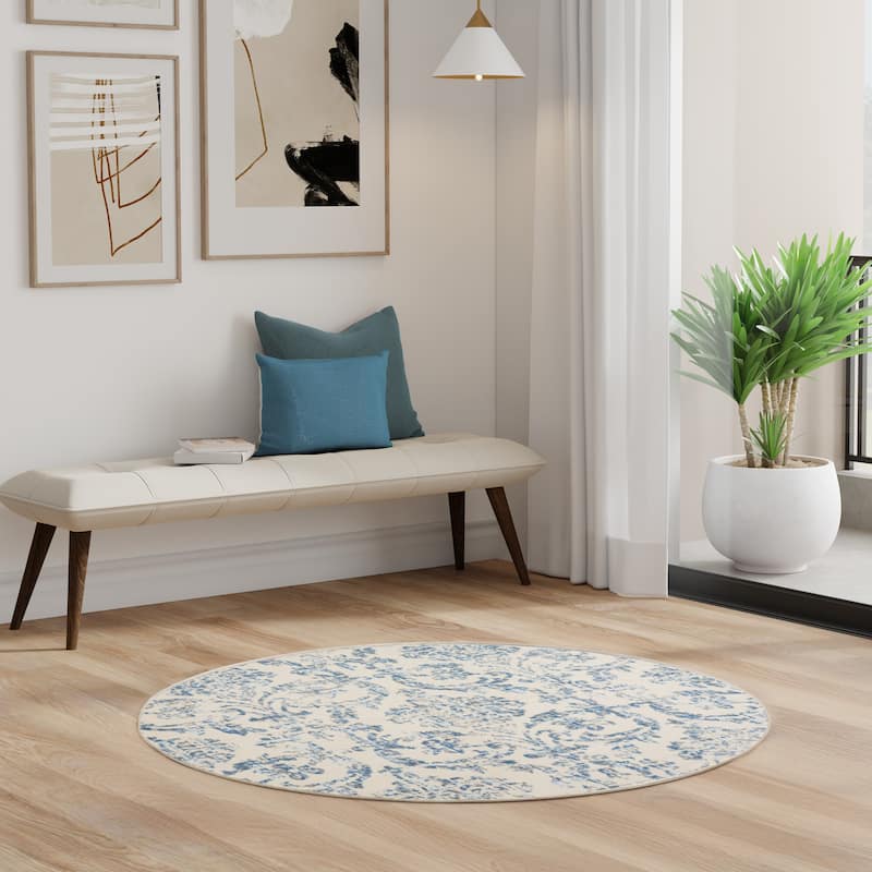 Nourison Jane Farmhouse Vintage Indoor only Damask Area Rug