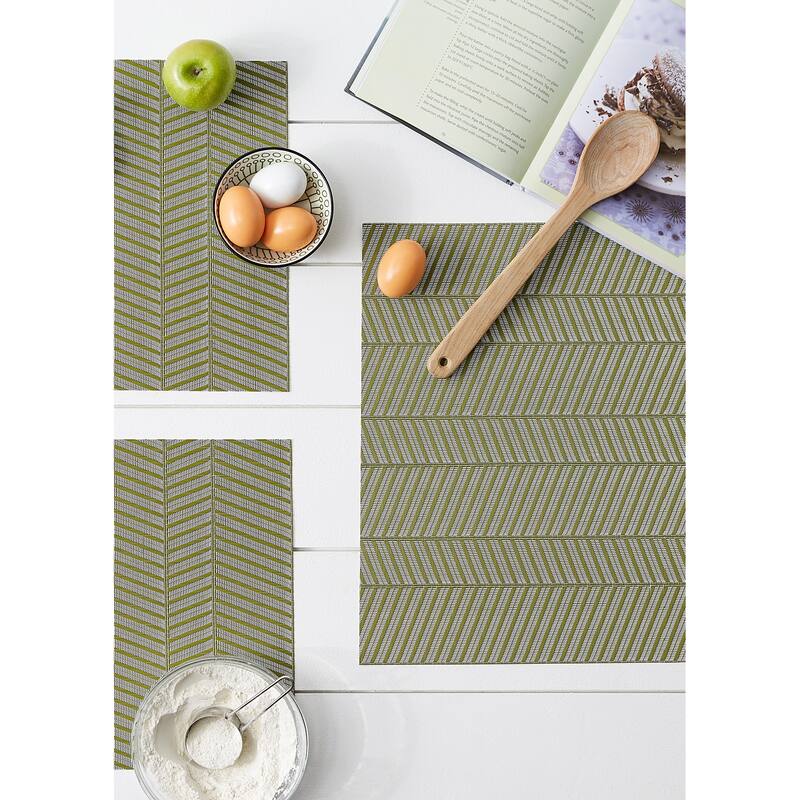 DII Antique Green Textured Twill Weave Placemat 6 Piece