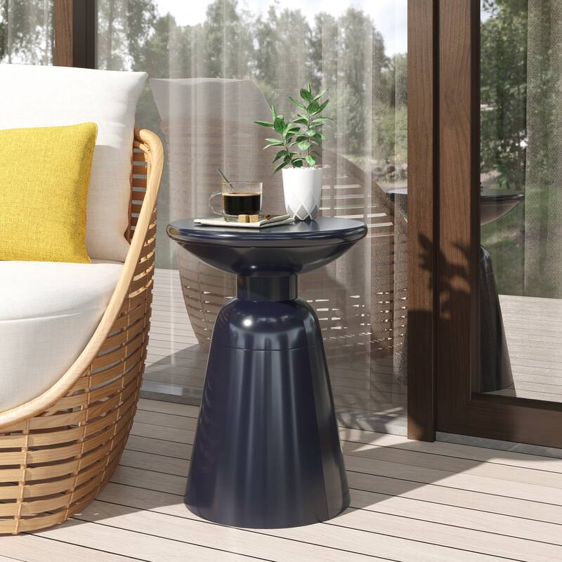 Outdoor Side Table,Cement End Tables for Patio,Garden Small Accent Decorative Stool,Table Indoor - Blue