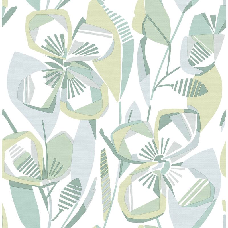 A-Street Prints Nathalie Light Green Abstract Blooms Wallpaper