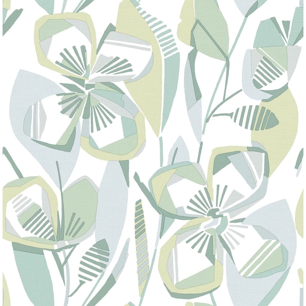 A-Street Prints Nathalie Light Green Abstract Blooms Wallpaper