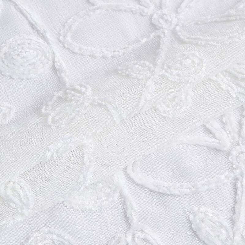 HomeRoots Set of Two 84" White Floral Embroidered Window Panels - 84" x 76"