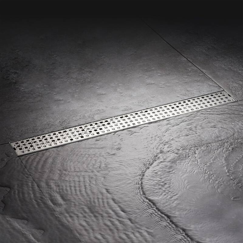 24 in. Stainless Steel Linear Shower Drain with Square Pattern Drain Cover