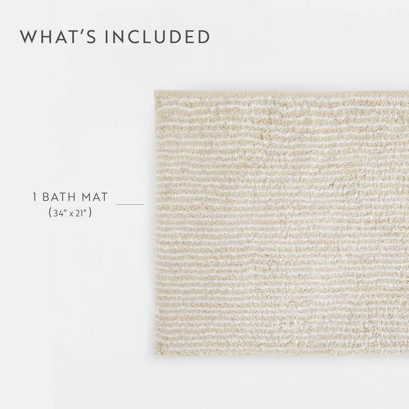 Becky Cameron 100% Cotton Pinstripe Patterned Bath Mat