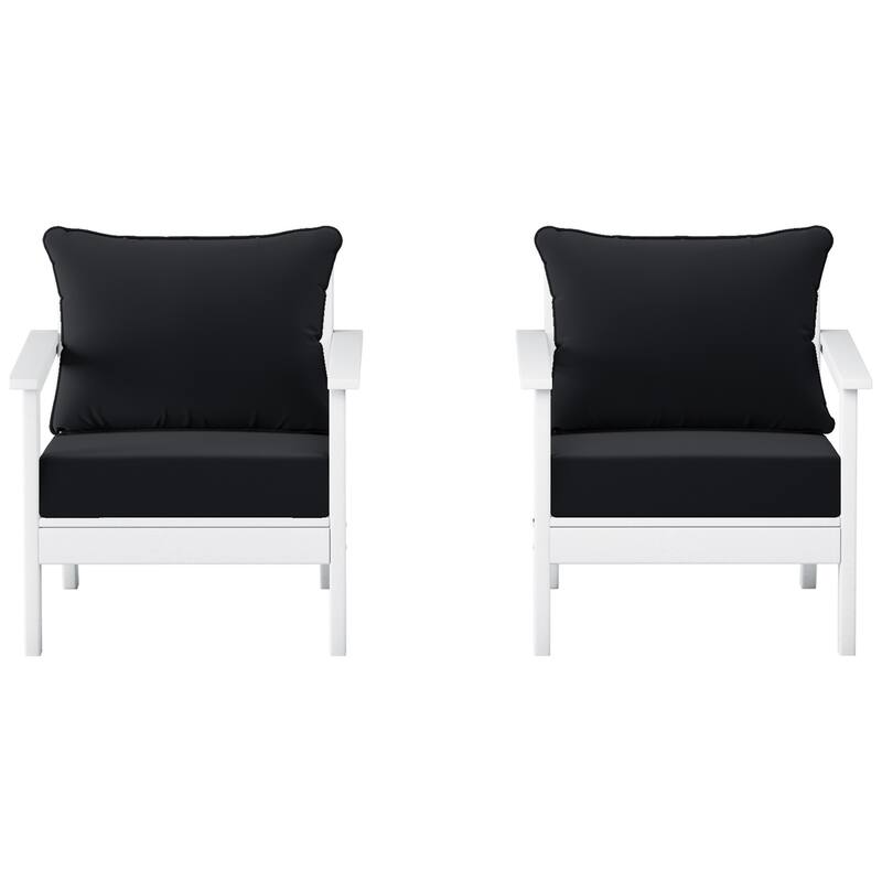 Birchwood All Weather HDPE Outdoor Patio White Deep Seating Conversation Set With Cushions (2-Piece)