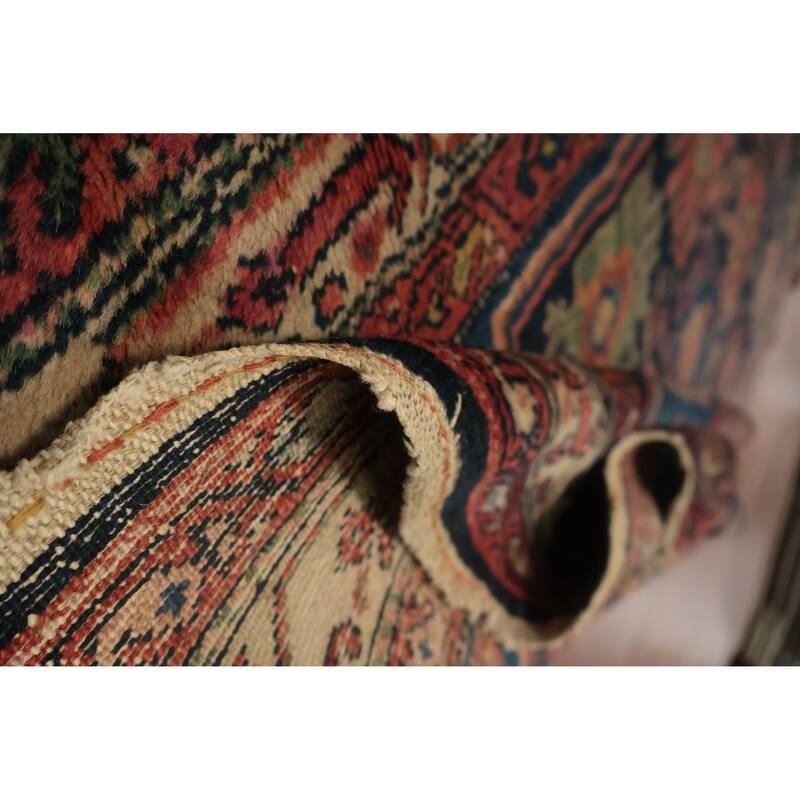 Hand Knotted Oriental 100% Wool Carpet Traditional Floral Navy Blue & Blues Malayer Runner Rug - 6' 6'' X 3' 5''