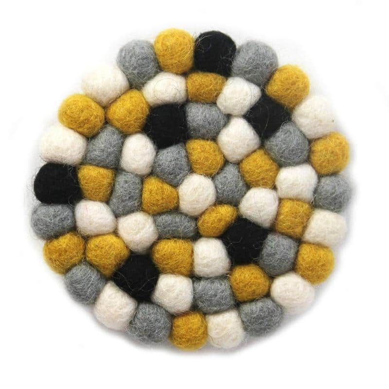 The Curated Nomad Southard Handmade Colorful Felt Ball Coasters (Set of 4)