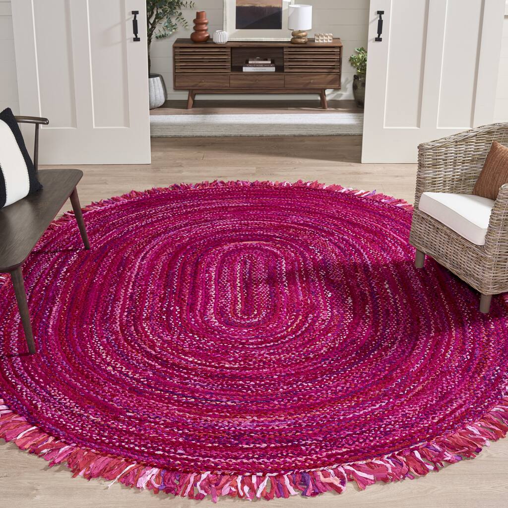 SAFAVIEH Handmade Braided Samya Country Cotton Rug with Fringe