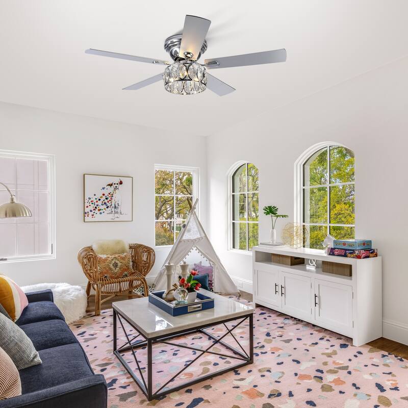 52" Low Profile Ceiling Fan with Light and Remote(5-blade)