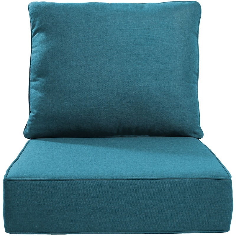 22" W x 24" D x 6" T Water & Fade Resistant Outdoor Lounge Chair Replacement Cushion Set - 1 Set - Peacock Blue