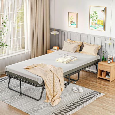75” x 38” Folding Bed with 5 Inch Memory Foam Mattress, Portable Rollaway Guest bed for Adults with Dustproof Bag