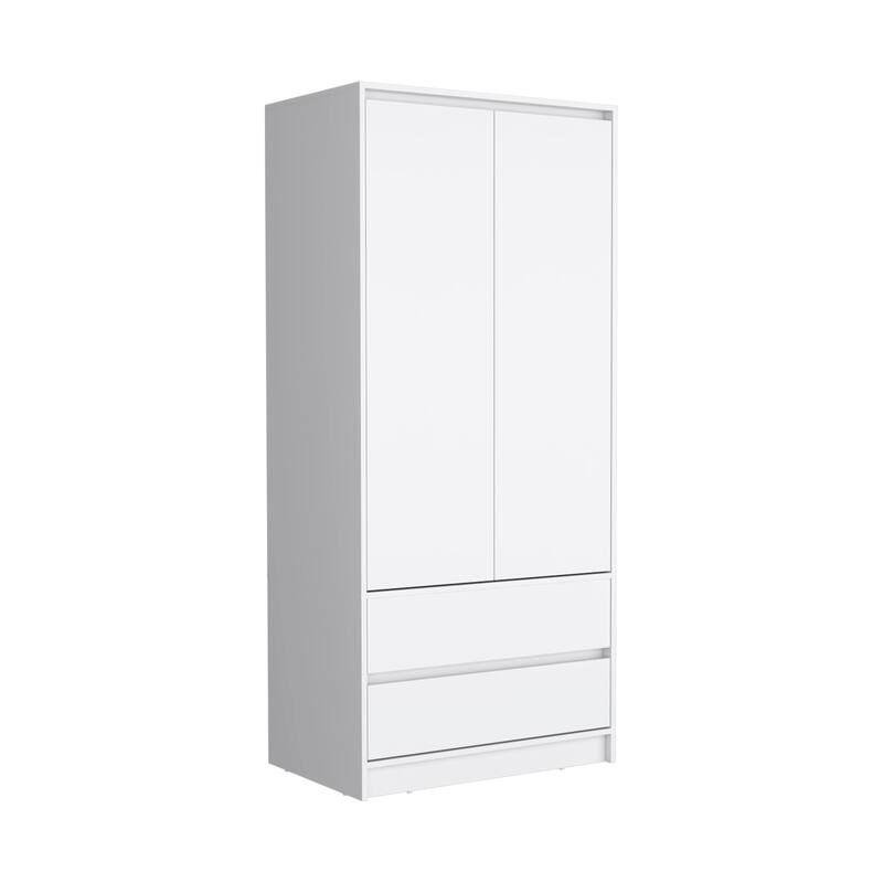 Austin Armoire with 2 Doors, 2 Drawers, and Hanging Rod, Black - N/A