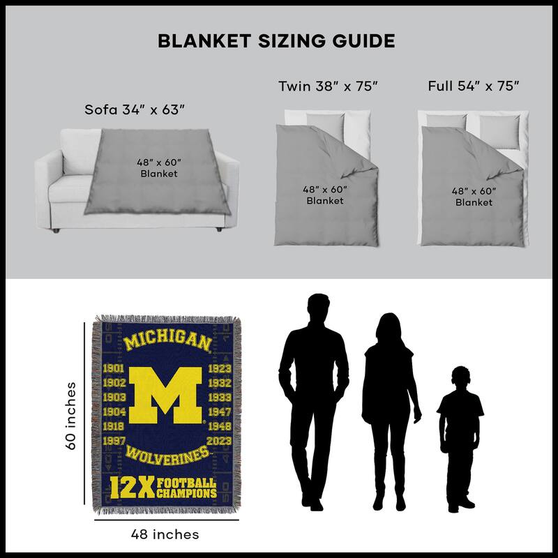 NCAA Big Ten Conference School Tapestry Throw Blanket