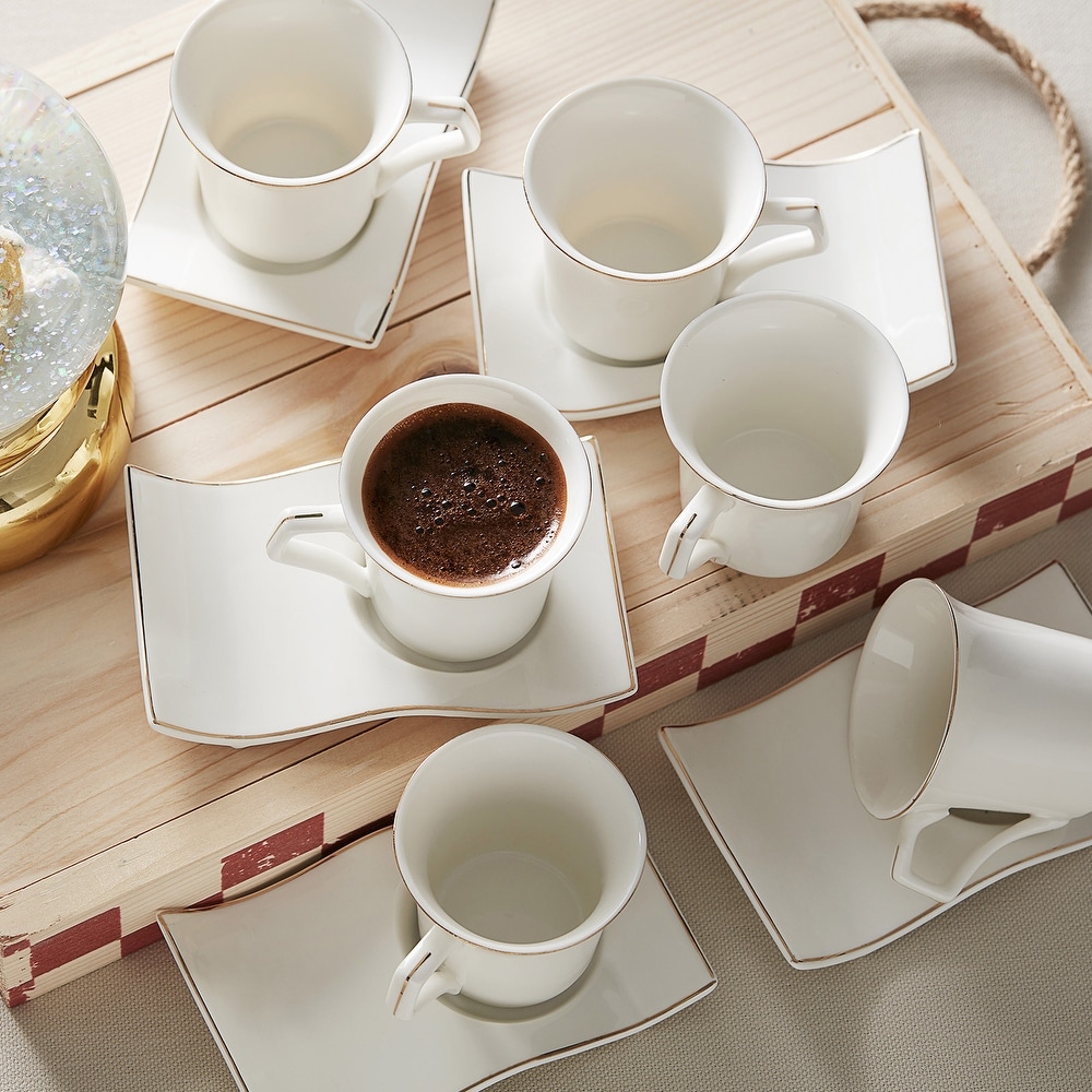 Karaca Nakkaş 12 Piece Porcelain Espresso Turkish Coffee Cup Set