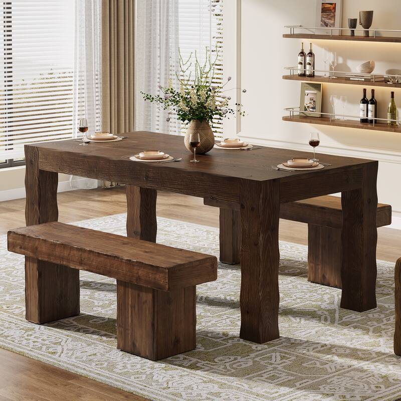 63-Inch Solid Wood Dining Table for 4-6 - 31.5" D x 63" W x 29.92" H