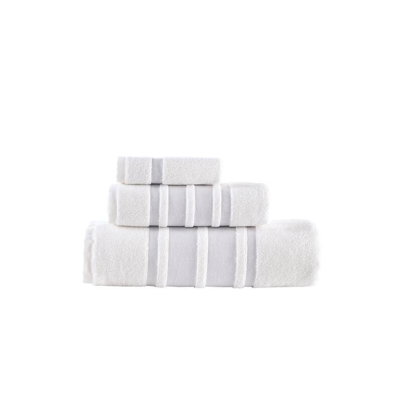 Brooks Brothers Contrast Border 3 pcs Towel Set - Silver