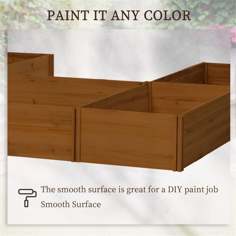 Large Wooden Planter Box Set for Garden and Outdoor Use Modular Fir Wood Raised Beds for Flowers Vegetables