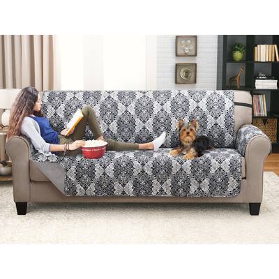 Furniture Protector with Elastic Strap Sofa - French Damask/Grey