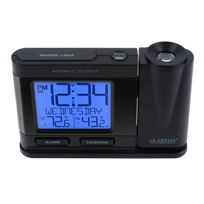 La Crosse Black Atomic Projection Alarm Clock with Temp, 616-41667