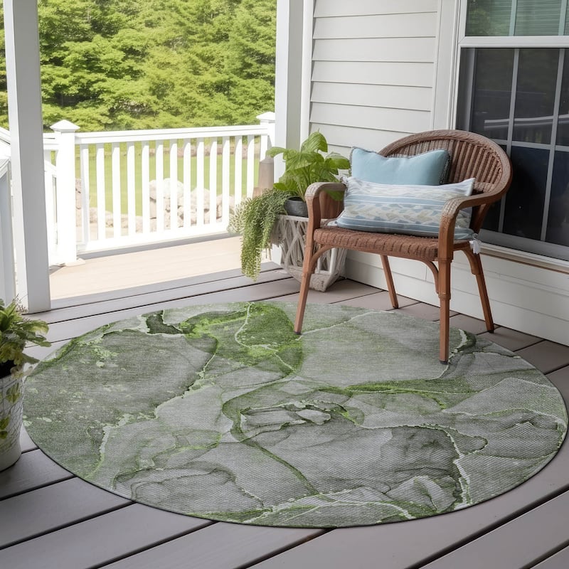 Allus Artistic Abstract Weather Resistant Classic Meets Modern Outdoor Rug
