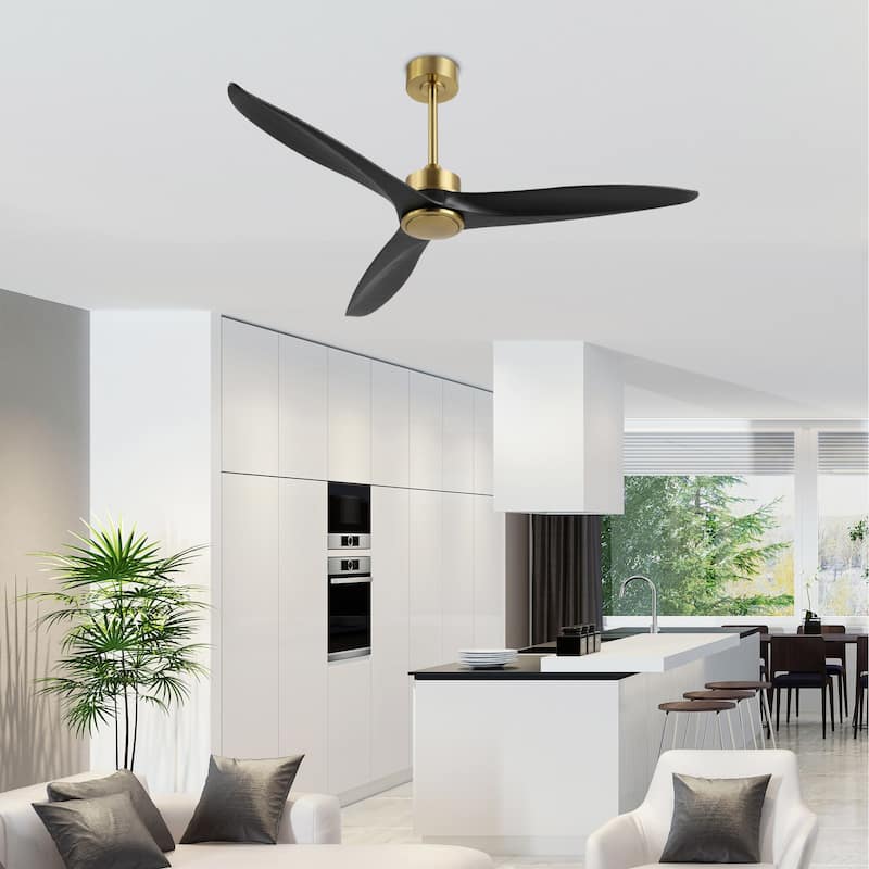 52" Solid Wood 3-Blade Propeller Ceiling Fan with Remote Control