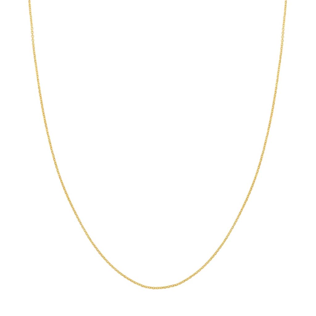 Curata 14k Yellow Gold 1.05mm Diamond Cut Cable Chain Necklace (Lobster)