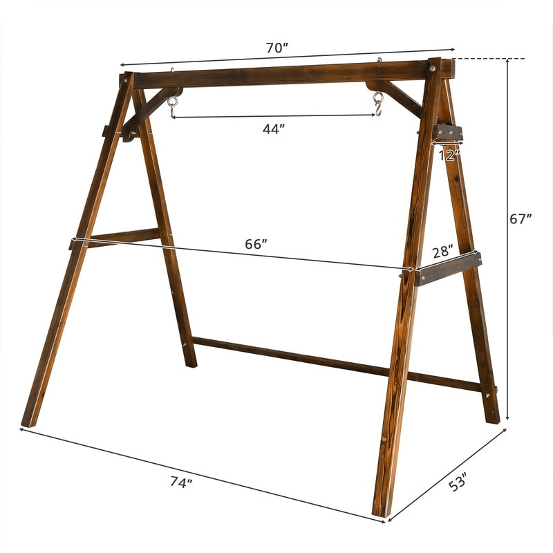 2 Person Carbonized Solid Wood Porch Swing Stand without hanging swing On Sale Bed Bath Beyond 37057279