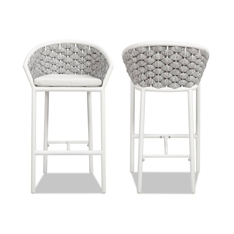 Rope Barrel Low Back Patio Counter Stool
