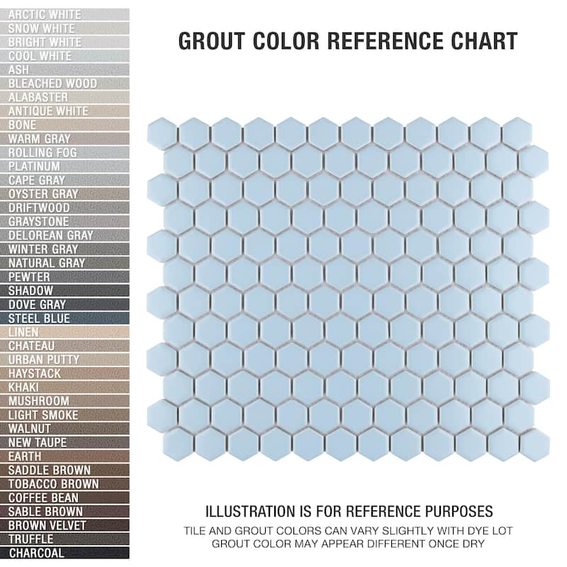 Merola Tile Metro 1" Hex Matte Light Blue 10-1/4"x11-7/8" Porcelain Mosaic Tile