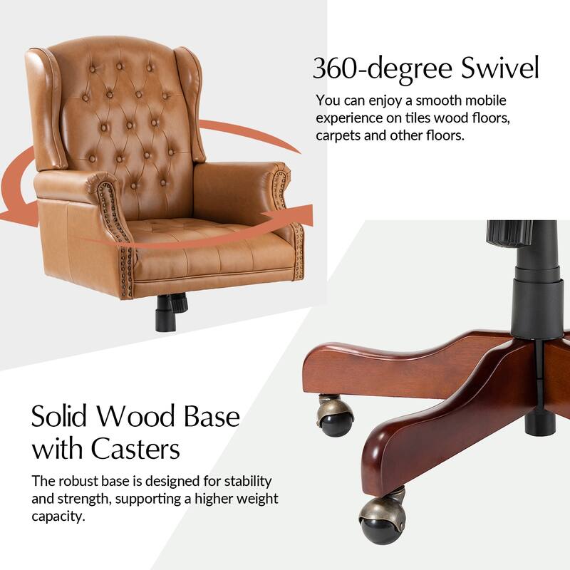 Maximiliano Modern Swivel Executive Chair with Tufted Back by HULALA HOME