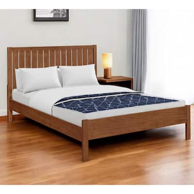 HomeRoots Brown Shiplap Texture Solid Wood King Bed Frame