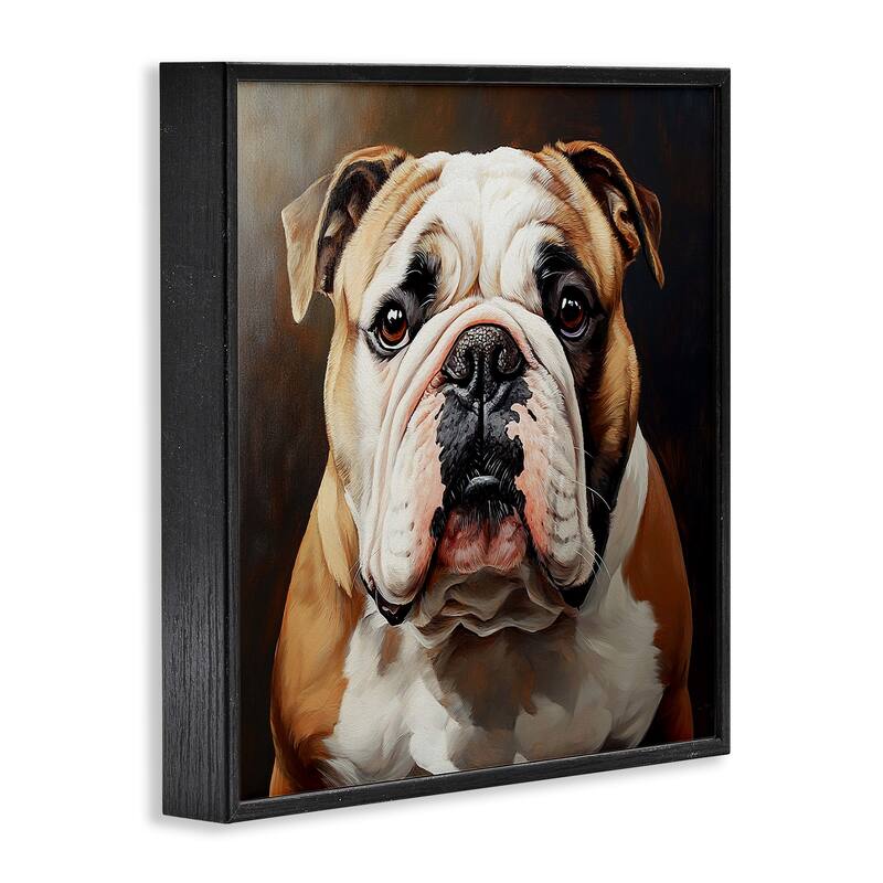 Stupell Stoic Bulldog Portrait Framed Giclee Art Design By Tom Crehan