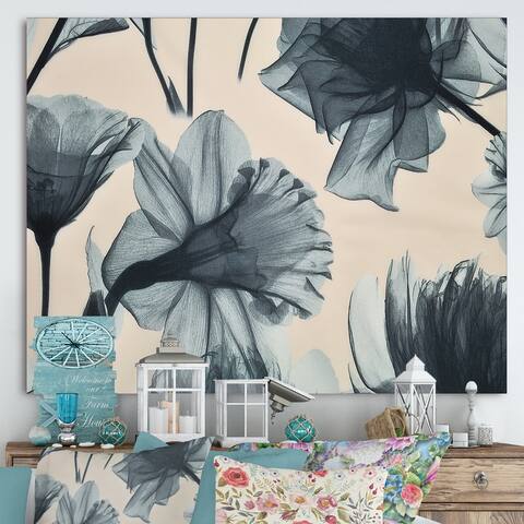 Designart "Mottled Fabric Vintage Flowers" Farmhouse Canvas Wall Art Print