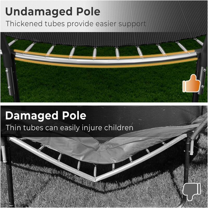 10FT/12FT Upgrade Outdoor Trampoline for Kids and Adults, Pumpkin Trampolines with Curved Poles