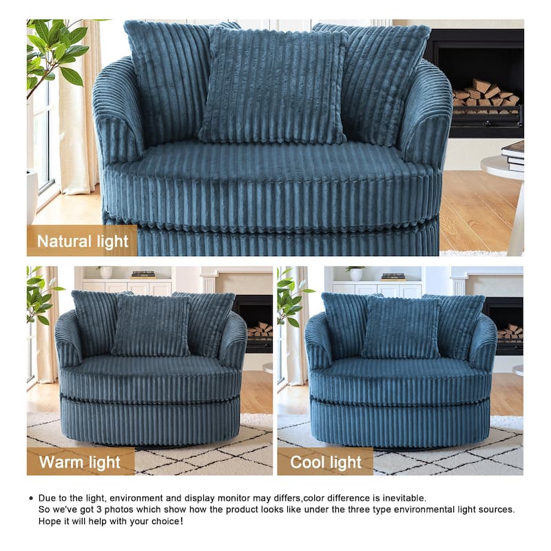 UIXE Oversize 43" Plush Corduroy Swivel Barrel Chair Comfy Accent Chair For Living Room