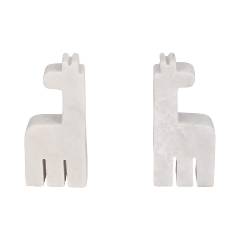 Sagebrook Home Set of 2 7" Marble White Giraffe Bookends - 3" x 2" x 7"