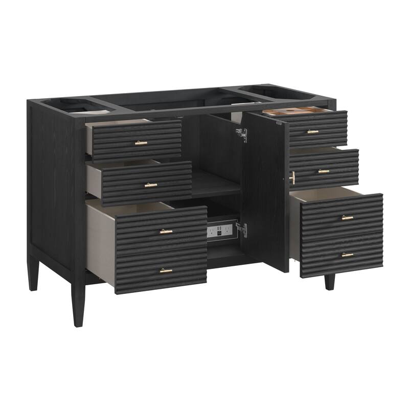 James Martin Vanities 485-V48 Myrrin 48" Single Basin Wood Vanity - Carbon Oak - Oak Finish