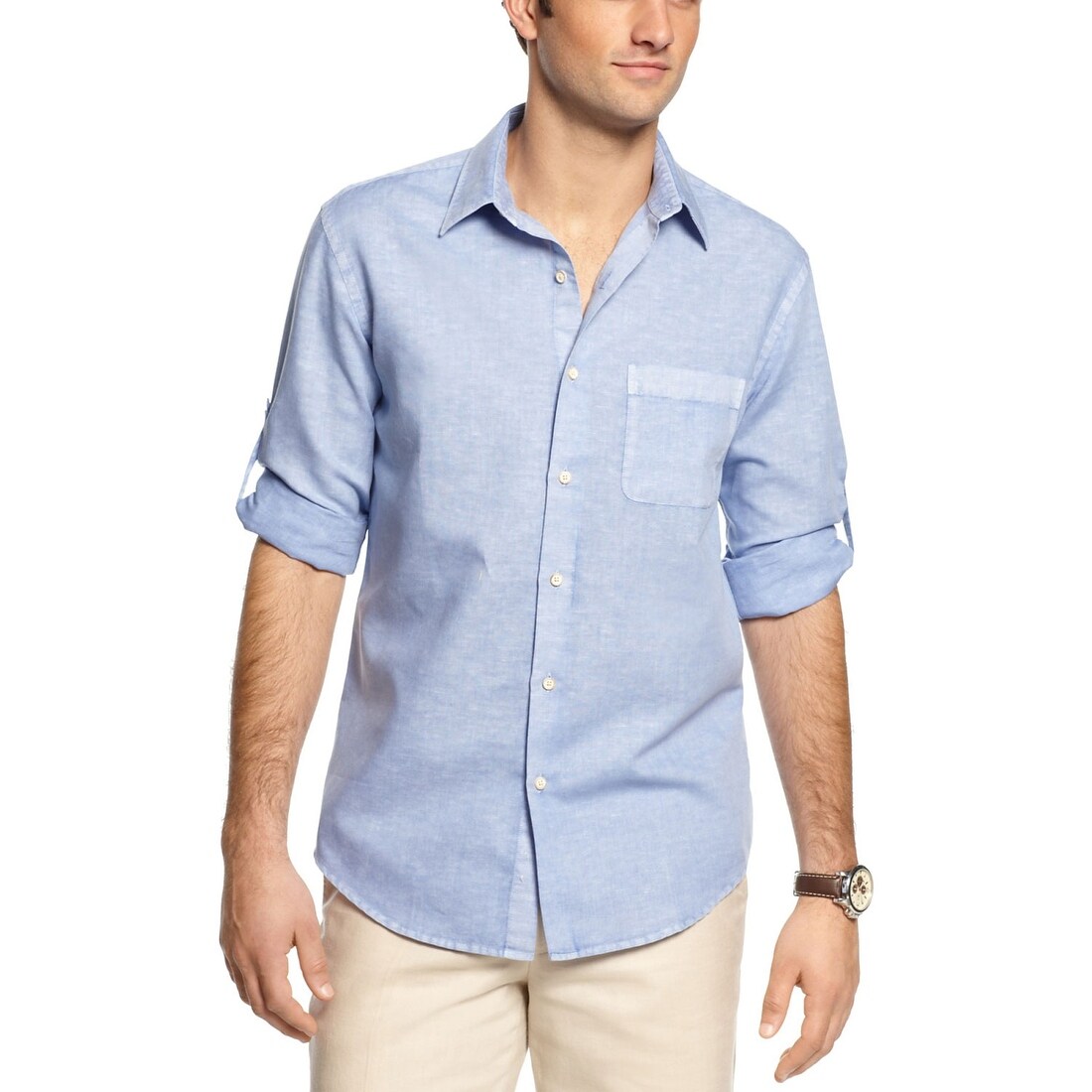 Shop Tasso Elba Big And Tall Island Shirt Large Tall Lt Light Blue