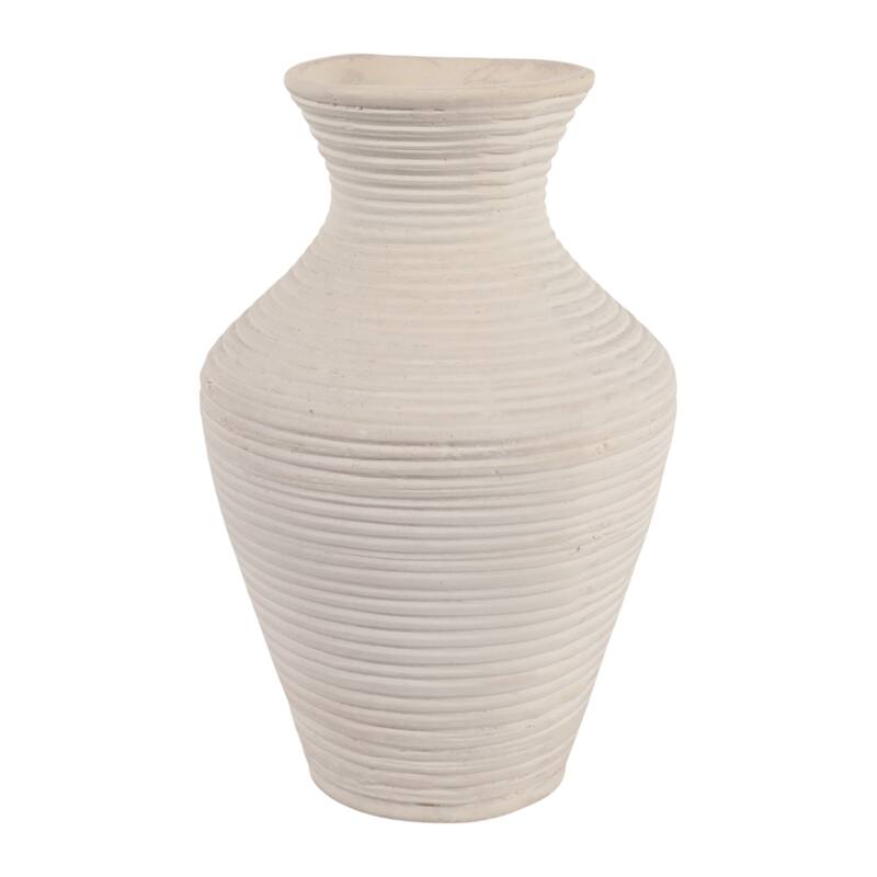 Sculptural Ribbed Paper Mache Table Vase - Stylish Tall Flower Vase