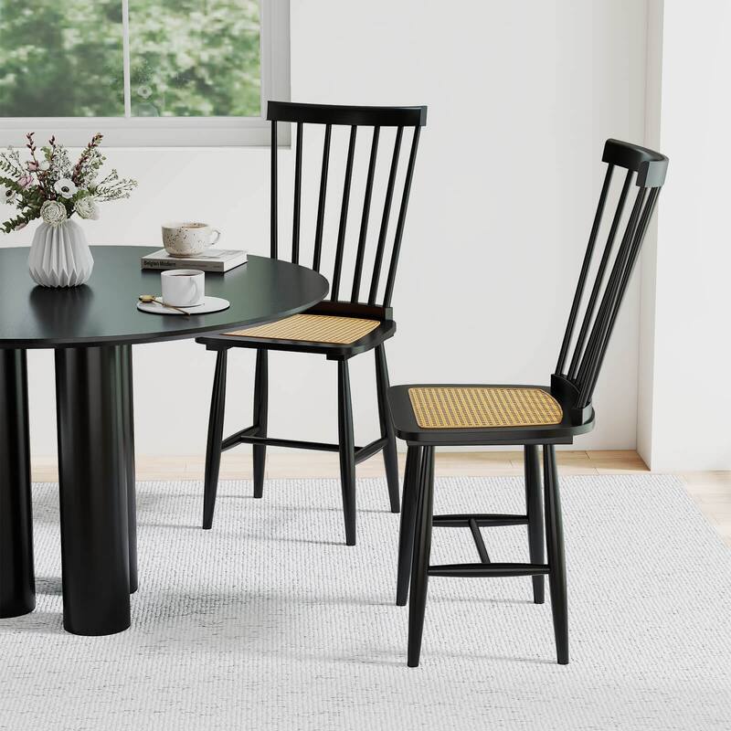 Costway Dining Chairs Set of 2/4 with PE Rattan Seats for Dining Room,