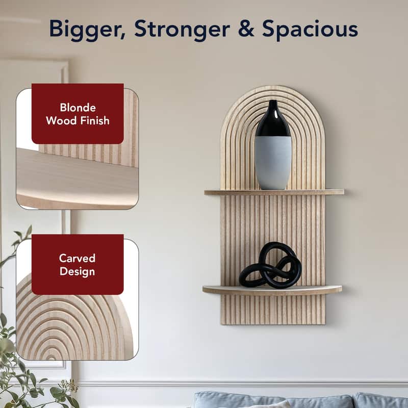 American Art Decor Lunar Ledges Wall Shelf in Brown - 23.75" x 14"