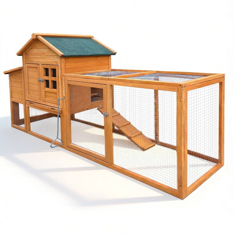 80" Chicken Coop with Nest Box and Removable Tray, Hen House for 2-6 Chickens, Outdoor Weatherproof Small Animal Cages